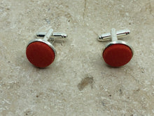 Charger l&#39;image dans la galerie, Boutons de manchette cabochon coton moutarde
