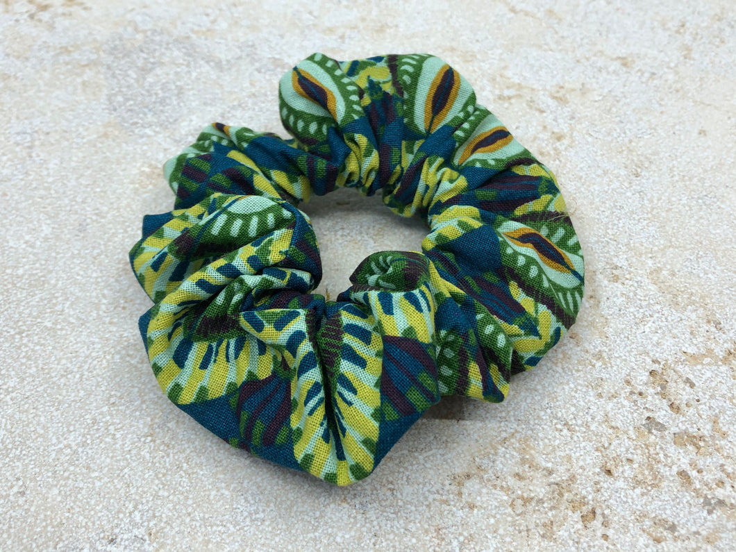 Chouchou  plume de paon vert