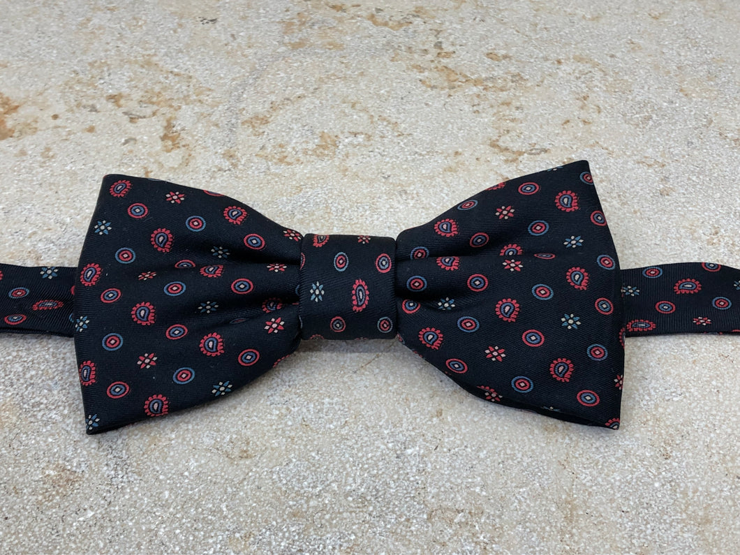 Nœud papillon en soie marine et rouge